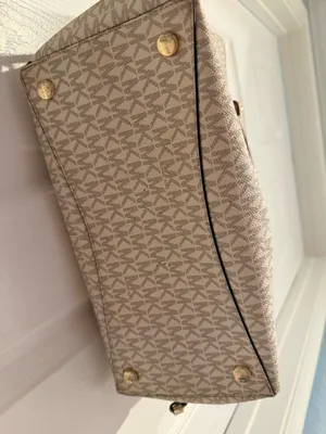 Michael Kors MK Signature Vanilla Logo Tote Bag Brown Trim thumbnail 14