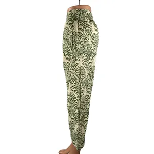 Zara Women's Green Tropical High Rise Barrel Palazzo Wide Leg Trousers Pants XS thumbnail 3