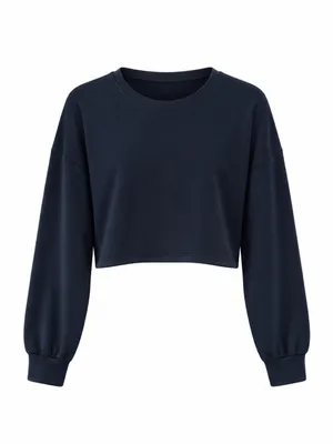 NWT Halara Cropped Long Sleeve Athletic Top Navy Blue Medium thumbnail 2