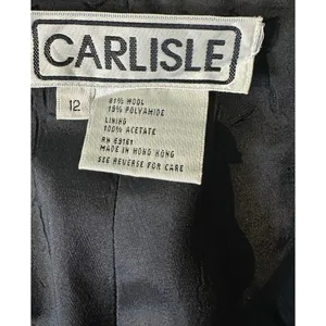 Vintage Carlisle Black White Marled tweed herringbone Pant Suit Wool Blend 12 thumbnail 16