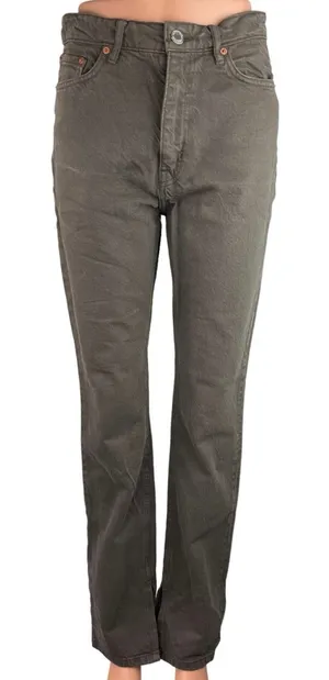 Zara Black Washed 100% Cotton High Rise Ankle Denim Straight Leg Jeans Size 4 thumbnail 1