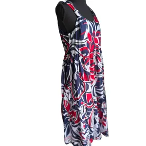 Talbots Petite Cotton Tropical Midi Dress Navy Red White Size Petite Small thumbnail 3