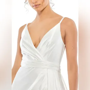 Mac Duggal White Satin Gown NWT Size 2‎ Style 12443 Formal Bridal Evening Dress thumbnail 3