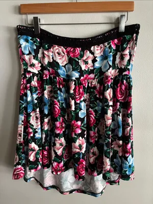 Torrid Super Soft Floral Strapless Babydoll Top Size 14/16 Black Pink thumbnail 6
