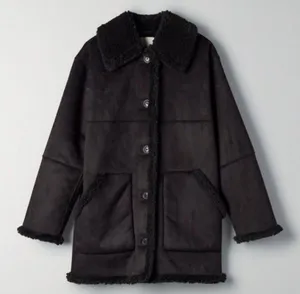 Aritzia wilfred free black catrina sherpa button down sz XS thumbnail 1