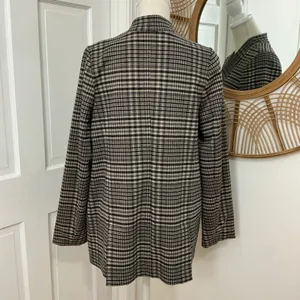 Soft Surroundings St. James Blazer M Gray Plaid Dark Academia Oversized Classic thumbnail 4