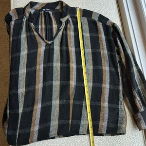Madewell Black & Tan Toned Plaid Wool Blend Long Sleeve Top Size S thumbnail 8