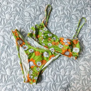 Triangl Floral Green and Orange Bikini Set, Size Small thumbnail 1