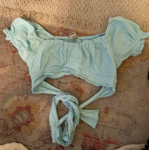 Blue Crop Tie Going Out Top Size XS thumbnail 1