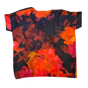 Bryn Walker M L Paola Tunic Lagenlook Oversized Top Shirt Floral Black Red thumbnail 2
