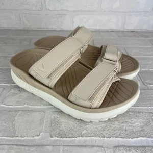 Vionic Renewal Recovery Slides Sandals Womens 9 Men 7.5 Beige 2-Strap Hook Loop thumbnail 2