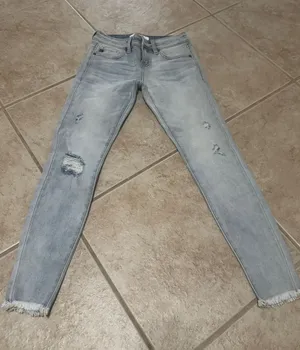 KanCan Light Blue Skinny Jeans with Distressed Knees thumbnail 1