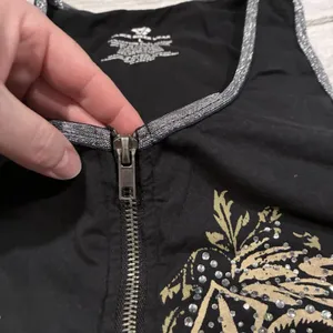 Black Rhinestone Vance Biker Wear Grunge Biker Tank Top-Zip Up-LARGE thumbnail 7