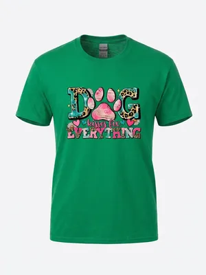 Gildan Women’s Antique Irish Green Premium Quality “ Dog Kisses fix Ever” T Shirt Sz L thumbnail 1