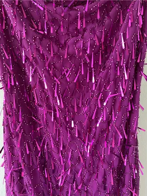 Liv foster party cocktail Fuchsia Sequin Fringe Slip Midi Dress thumbnail 4