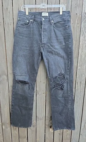 AGOLDE Lana Jean Women’s Size 30 Black Straight Leg Button Fly thumbnail 1