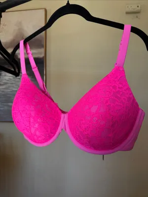SKIMS Neon Pink Lace Underwire Bra size 38D thumbnail 4