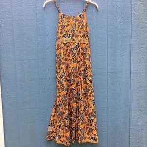 Anthropologie Yessica Women Gray Butterfly Print Yellow Midi Dress XS v6x thumbnail 2