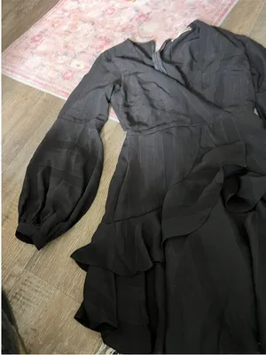 Saints + secret Ruffled Long-Sleeve Wrap Mini Dress - Black thumbnail 6
