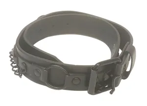 Black Goth Emo Punk Bonded Leather Studded Link Ring Belt Size‎ Small thumbnail 1