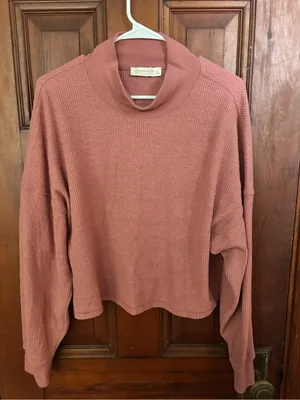 Abercrombie & Fitch Women's Rose Waffle Funnel Neck Sweater thumbnail 1