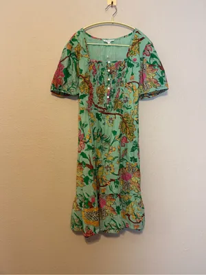 DownEast Green Hazel Floral Tiered‎ Midi Dress Size XL thumbnail 3