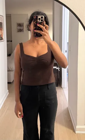 Brown Square-Neck Tank Top - Women thumbnail 1