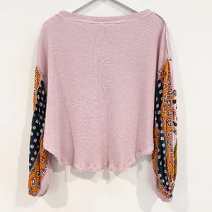 Free People Blossom Thermal XS Cottagecore Boho‎ Peasant Fairy Floral Waffle Top thumbnail 10