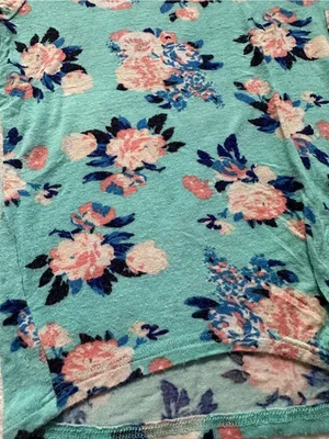 Charlotte Russe Floral Tie Front Crop Top in Blue Size Small Short Sleeve thumbnail 5