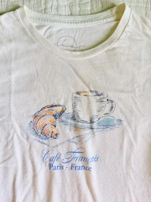 Croissant 🥐 ☕️graphic tee White thumbnail 2