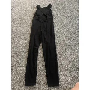 Zara sleek form-fitting black full-length tank top athletic jumpsuit L thumbnail 10