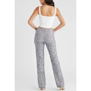 HOUSE OF CB Mara Metallic Floral Lace Pants, Silver, Medium thumbnail 2