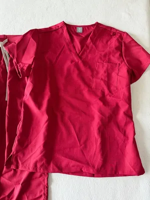 Women's Dark Red Two Piece Scrub Set Size Small #260806 thumbnail 2