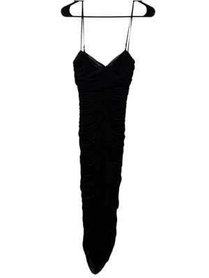 House of CB Fornarina Black Gathered Ruched Mesh Maxi Dress LG thumbnail 3