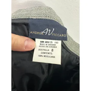 Andrea Viccaro Trousers Women 8 Grey Wool Herringbone High Waist Dress Pants thumbnail 3