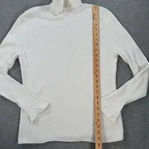 Maeve Anthropologie Ribbed Turtleneck Sweater Womens X-Large Ivory Slit Sleeve thumbnail 6
