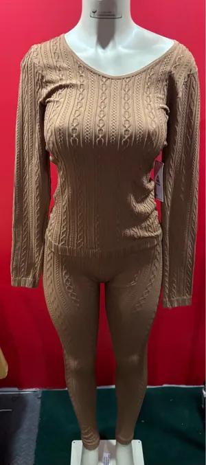 ALL ACCESS Tan Cable Knit Leggings Set(OS) thumbnail 1