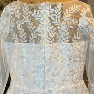 Lace Tulle Wedding Dress Women's 18W White Long Sleeve A-Line Gown Bridal EUC thumbnail 13
