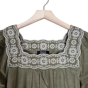 MADEWELL Womens S Embroidered Square Neck Corduroy Minidress NEW thumbnail 6