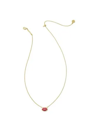 Kendra Scott Gold Chain Necklace Hot Pink Lip Enamel Pendant New thumbnail 2