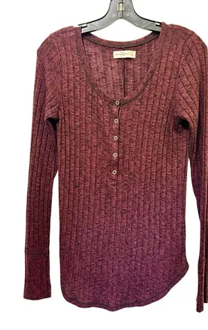 Abercrombie Fitch Ribbed Snap Button Henley Soft AF Stretch Extra Long Sleeves S thumbnail 1