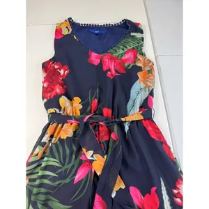 Apt. 9 Navy Blue Tropical‎ Floral High Low Maxi Dress Sleeveless Small thumbnail 4