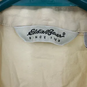 Eddie Bauer Size Large Sleeveless Wrap Blouse‎ Top Shirt Yellow Cotton Blend thumbnail 3