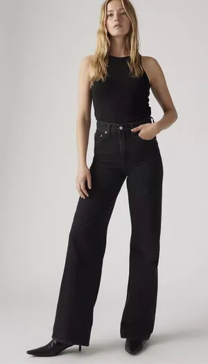 Levi's Women's Charcoal Wide Leg Jeans thumbnail 1