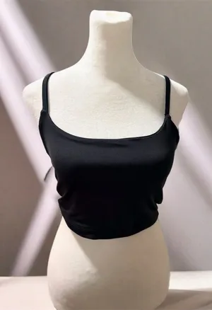 Series 8 Tank Top Womens M Black Cropped Cami Built-In Shelf Bra Stretch thumbnail 1