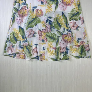 Tropical Floral Ruffle High Low‎ Maxi Skirt White Pink Green Hibiscus Wrap Style thumbnail 9