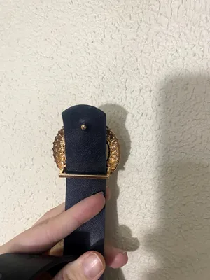 Womens Faux Leather Belt Black Gold Rhinestone Circle Buckle Adjustable 51” thumbnail 3