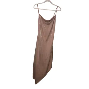 Revolve Donna Mizani Carrie Midi Dress Pink Nude Size S Metallic Asymmetric Hem Coquette thumbnail 10