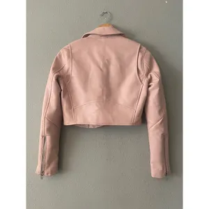 Blank NYC Pink Faux Leather Cropped Moto Jacket Blush XS thumbnail 6