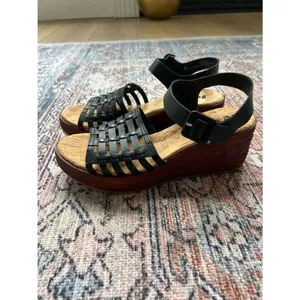 Kork-Ease NWT Marley Black Woven Leather Ankle-Strap Wedge Size 9 thumbnail 5
